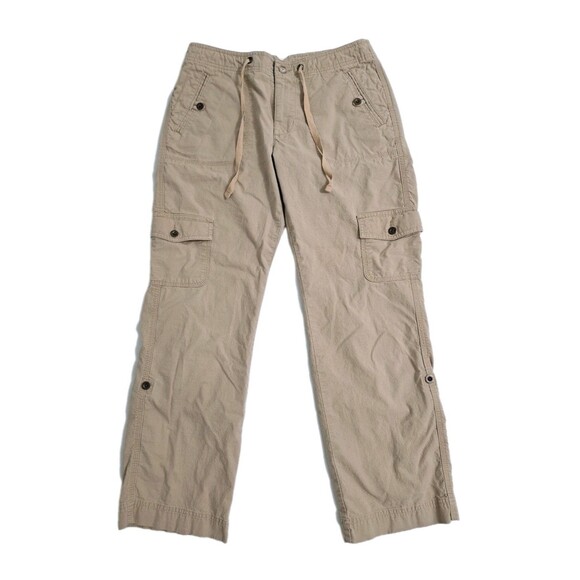 LL Bean Cargo Trail Roll Up Leg Pants Womens Size 4 Favorite Fit Hiking Stretch - Picture 1 of 11